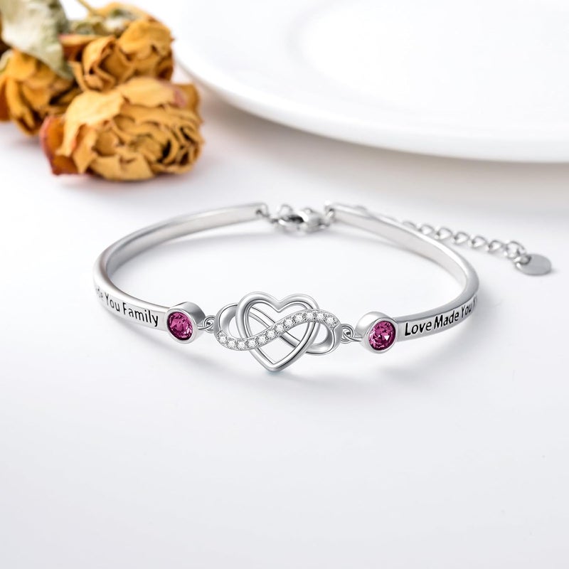 AOBOCO 925 Sterling Silver Adjustable Infinity Heart Bangle Bracelet for Sister Best Friend Daughter Mom Grandma Granddaughter Daughter in Law Godmother Goddaughter Stepmom Stepdaughter - Image 2